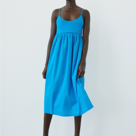 Zara Dresses & Skirts - ZARA MIDI DRESS WITH RIBBED TRIM